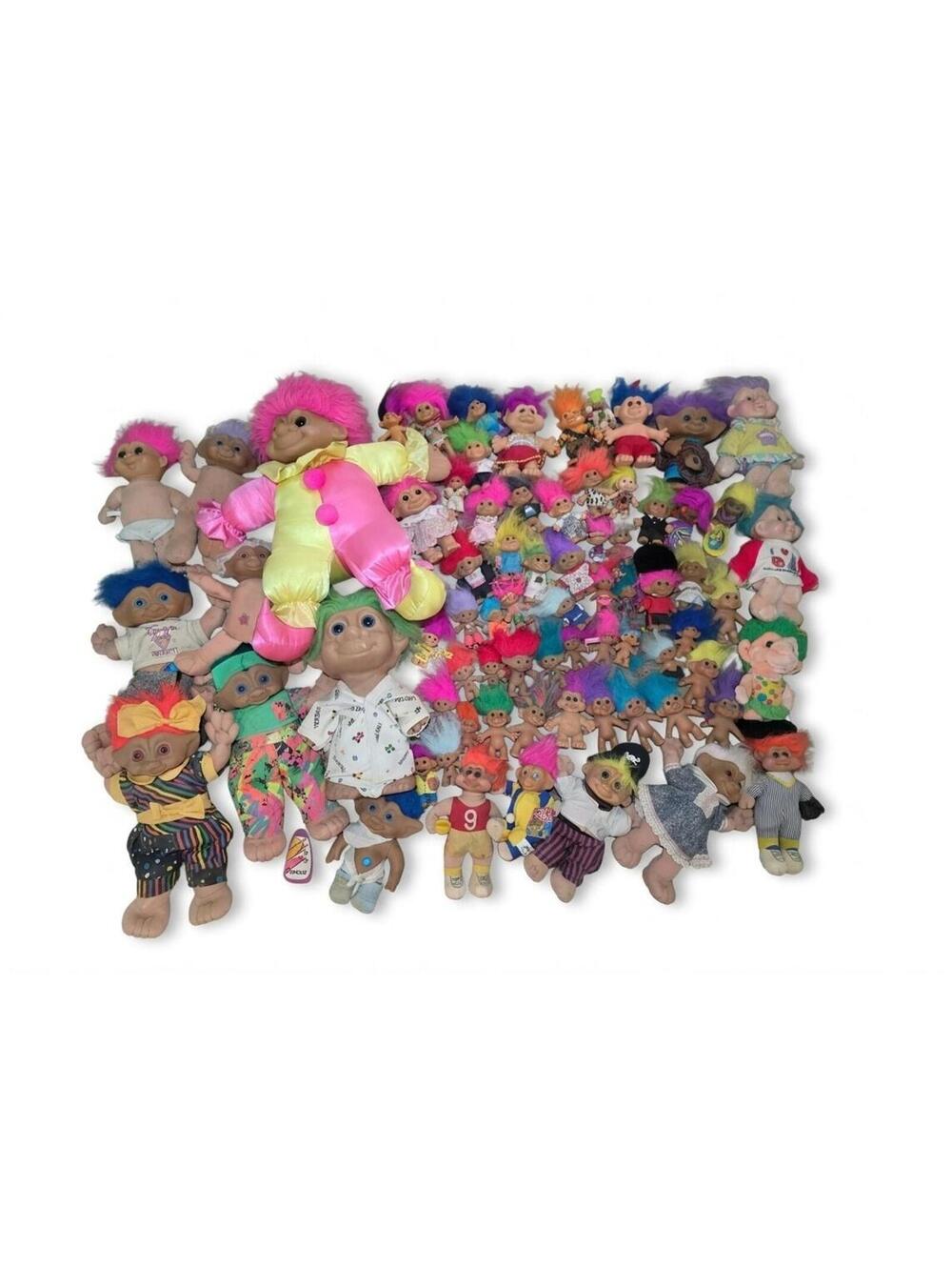 Lot Of 65+ Vintage Trolls Multiple Large And Small Hard And Soft Body Ace Russ